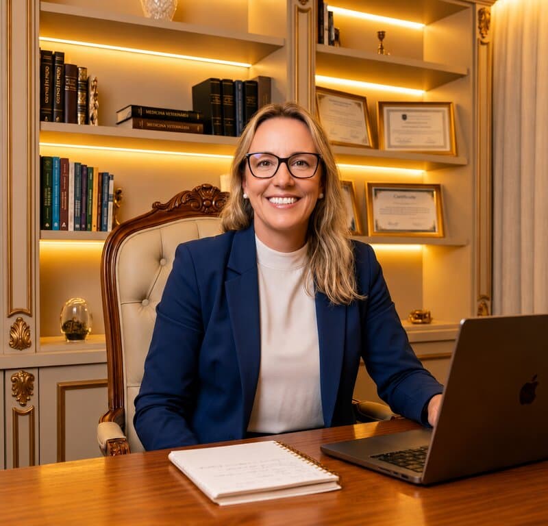 Pastora Kah em seu escritório